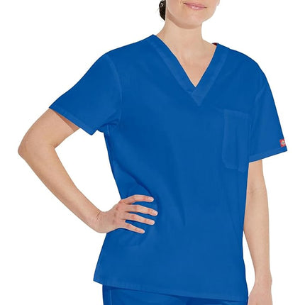 Dickies EDS Signature Men & Women Scrubs Top Tuckable V-Neck 83706, Royal, S