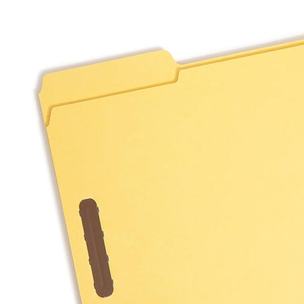 Carpeta con sujetador Smead 100 % reciclada - Tamaño carta, pestaña de corte de 0,75, amarilla, 50 por caja (12941)
