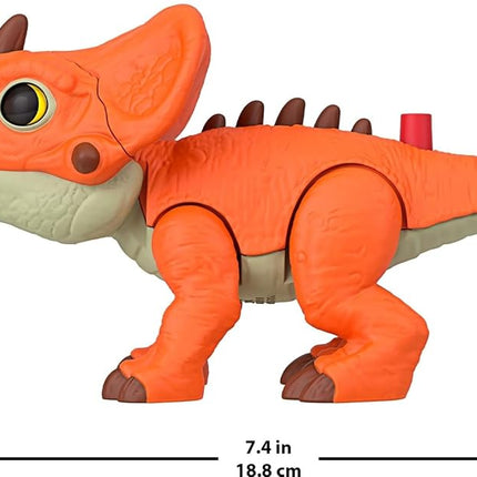 Fisher-Price Imaginext Jurassic World: Rebirth Dinosaur Action Figure with Kid-Activated Motion & Growing Spikes, 7.75-inch Aquilops Dino Toy, JGP99