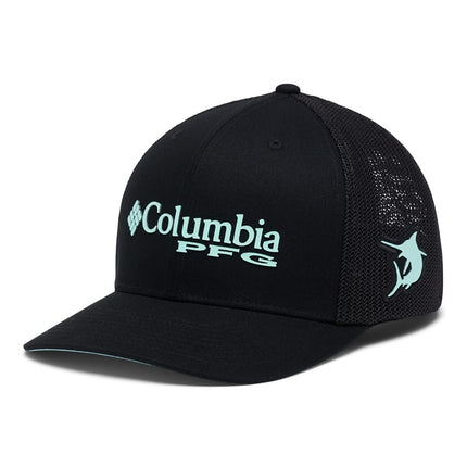 Columbia PFG Logo Mesh Ball Cap, Black/Gulf Stream, XXL