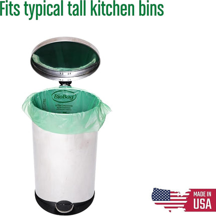 BioBag, The Original Compostable Bag, Kitchen Food Scrap Bags, ASTMD6400 Certified 100% Compostable Bags, Biodegradable Products Institute & VINCOTTE OK HOME Certified, Non GMO, 13 Gallon, 48 Count