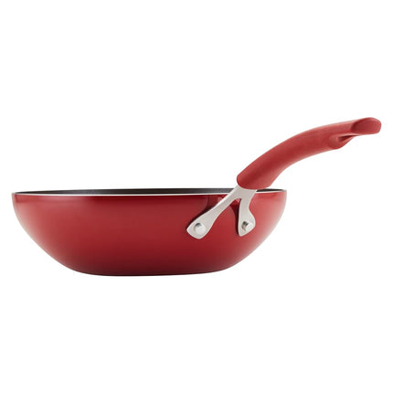 Rachael Ray Cook + Create Sartén/Wok Antiadherente para Saltear, 10.5 Pulgadas, Roja