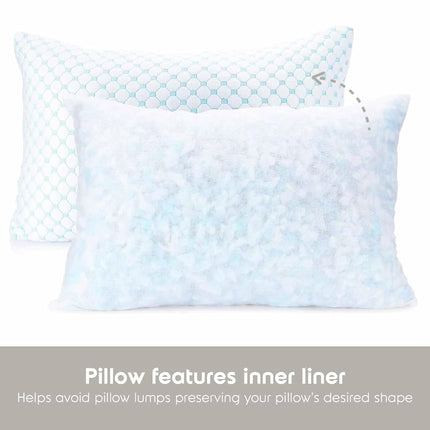 Nestl Cooling Pillow, Shredded Memory Foam Pillows Queen Size Set of 2, Gel Infused Cool Pillow, Adjustable Cooling Pillows for Sleeping, Breathable Queen Pillows, Washable Removable Bed Pillow Cover
