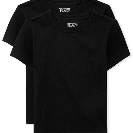 Lot de 2 t-shirts basiques à manches courtes The Children's Place pour bébés garçons, Noir, 2T