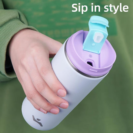 Konokyo Tumbler with Lid, 16 oz Travel Coffee Mug Double Wall Vacuum Stainless Steel Thermal Metal Cup Insulated Water Bottle,Haze Ash