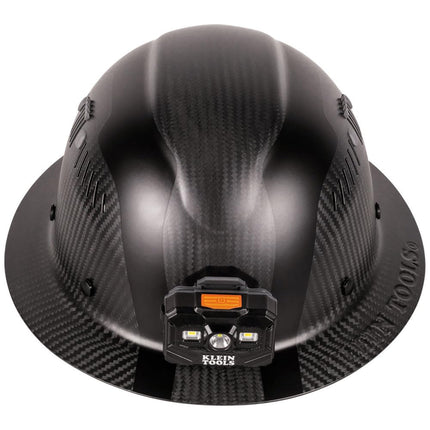 Klein Carbon Fiber Full Brim Hard Hat w/Headlamp, Titan