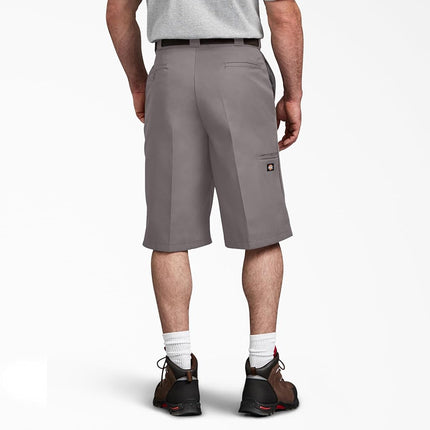 Dickies Mens Loose Fit Flat Front Work Shorts, Silver, 32 Regular