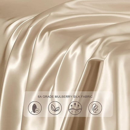 THXSILK Silk Pillowcase for Hair and Skin, 100% Mulberry Silk Bed Pillowcase 22 Momme, Hypoallergenic Soft Breathable Both Sides Silk Pillow Case with Hidden Zipper, King Size Pillow Cases(Beige)