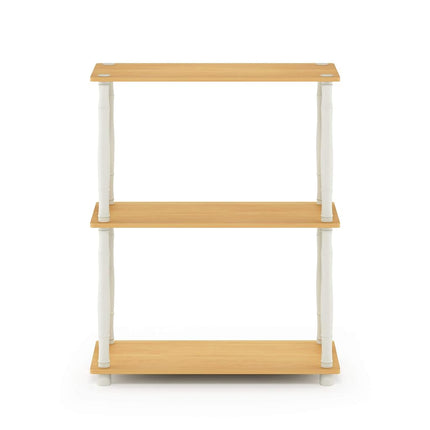 Furinno TURN-N-TUBE 3-Tier Tool-Free Corner Open Shelf, Beech
