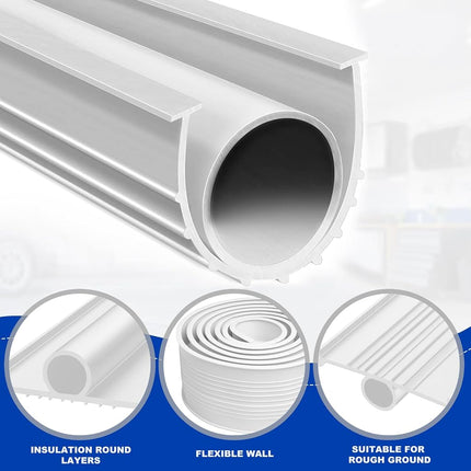 DGSL Garage Door Seals Bottom Rubber Weather Stripping Kit Seal Strip Replacement, Weatherproof Threshold Buffering Sealing Rubber 5/16 Inch T Ends (20 FT, White, U+O)