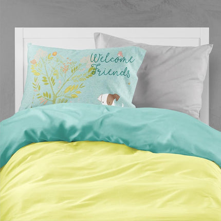 Caroline's Treasures BB7637TAIE D'OREILLER Bienvenue les amis Jack Russell Terrier Chiot Tissu Taie d'oreiller standard, Standard, Multicolore