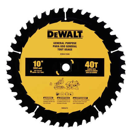 DEWALT Table Saw Blade, 10", 40 Tooth, with Fine F
