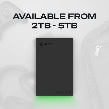 Seagate Game Drive for Xbox 5TB External Hard Drive Portable HDD - USB 3.2 Gen 1, Black with Built-in Green LED bar, Xbox Certified, 3 Year Rescue Services (STKX5000403)