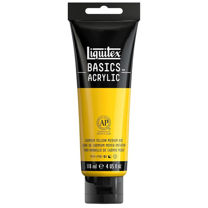 Reeves Liquitex Basics Acrylic Paint Tube, 4-Ounce, Cadmium Yellow Medium Hue