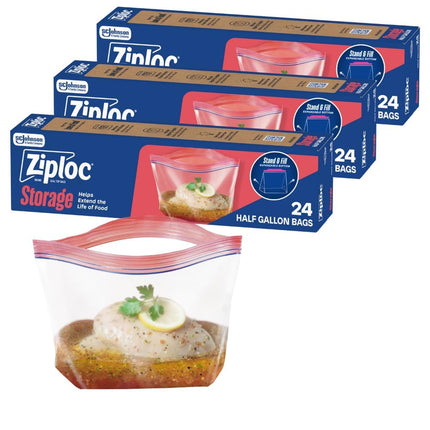 Ziploc Marinade Bags, Half Gallon, 24-Count (Pack 