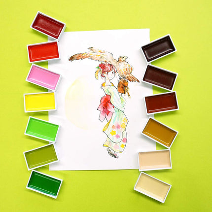 Kuretake Gansai Tambi Watercolour Paint Set, 48 Colours, Made in Japan