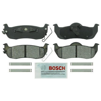 Bosch BE1041H Blue Disc Brake Pad Set with Hardware for Select Infiniti QX56; Jeep Commander, Grand Cherokee; Nissan Armada, Titan - REAR