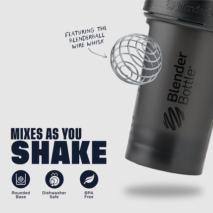 BlenderBottle Classic V2 Shaker Bottle Perfect for Protein Shakes and Pre Workout, 20-Ounce, Black