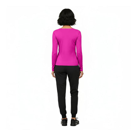 Natural Uniforms Women's Under Scrub Tee Crew Neck Long Sleeve T-Shirt - pink - Medium