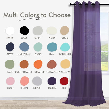 KOUFALL Purple Curtains 84 Inch Length for Girls Bedroom Set of 2 Panels Grommet Window Semi Voile Drapes Purple Sheer Curtains for Living Room Kids Decor Dark Royal Purple 52x84 Long