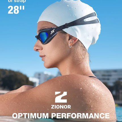 ZIONOR Lunettes de natation, Lunettes de natation polarisées G1 améliorées Anti-buée pour Adultes Hommes Femmes B0 (Polarisées + Miroir Brillant Bleu)