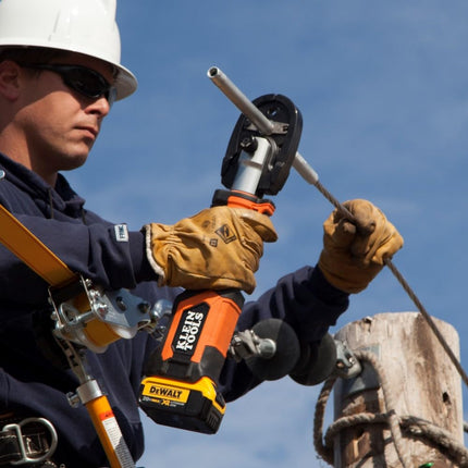 Klein Tools BAT207T24H Crimping Tool, Power Cable Crimper with D3 Groove Jaw, Uses 4 Ah DeWALT 20V Batteries