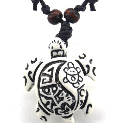 Scddboy Hawaiian Sea Turtle Pendant Necklace for Women Men - Adjustable Cord Surfer Necklace, 1.2 inches x 1.7 inches, Resin, No Gemstone