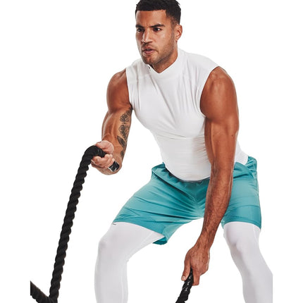 Under Armour UA HG Armour Comp Mock SL - Sleeveless - Tops - White/Black - Size: LG