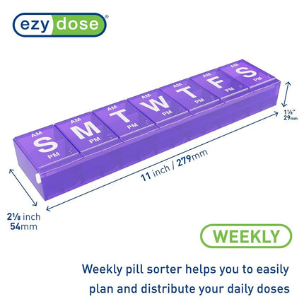 Ezy Dose Weekly (7-Day) Locking Pill Organizer and Planner│Separate AM/PM Compartments│Secure Prescription Medications │ Prevent Accidental Spilling