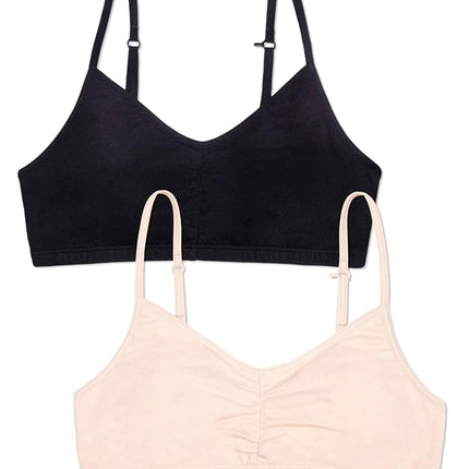 Fruit of the Loom Girls' Bra with Removable Cookies, 2-Pack, Light Nude/Black Hue, 36