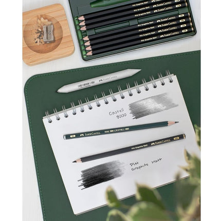 Faber-Castell Art & Graphic Pitt Graphite Matt Pencil, Matt Graphite, Tin of 11, for Craft, Drawing, Sketching, Home, School, University, Colouring