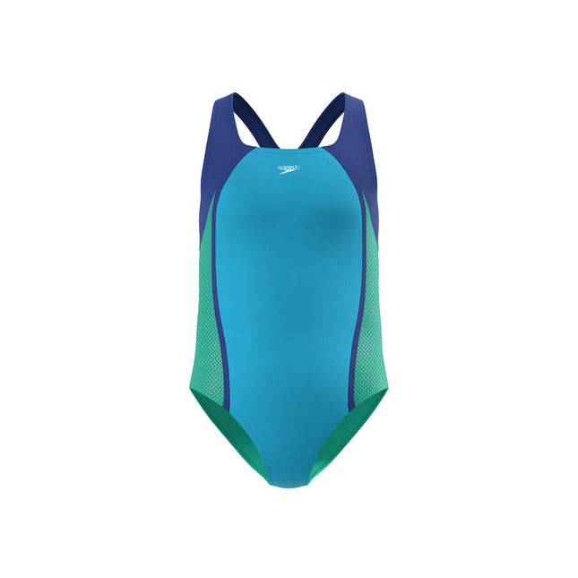 Speedo Girl's Swimsuit One Piece Mesh Splice Thick