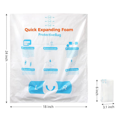 18” x 24” 8 PCS TONESPAC Instant Pack Quick Expanding Foam X-400 Packaging Bag for Packaging and Shipping