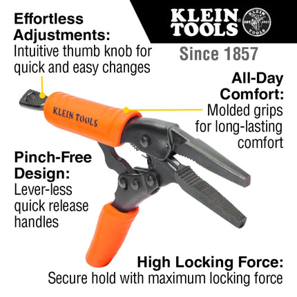 Klein Tools 38665 Locking Pliers Set, Long Nose 6-Inch, Curved Jaw 7 and 10-Inch, High Torque, Mole Grips for Clamping and Gripping 3-Piece