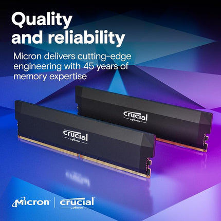 Crucial Pro DDR5 RAM 32GB Kit (2x16GB) 6000MHz CL36, Overclocking Gaming, Intel XMP 3.0 / AMD EXPO, Computer Memory (PC), Black - CP2K16G60C36U5B