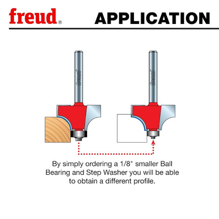 Freud Quadra-Cut Round Over Router Bit 3/8in Radius 1/4in Shank