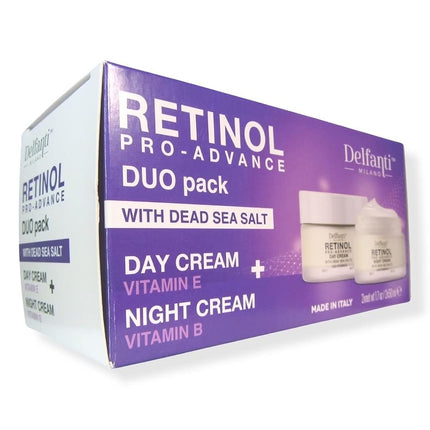 DELFANTI Milano | Retinol Pro-Advance Duo Pack with Dead Sea Salt - Day + Night Cream | 2X50mL