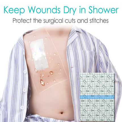 Hola Health Shower Protector [Pack of 50], 6" x 8" Dialysis Catheter Shower Cover Shower Shields PD PICC Line Water Barrier, Waterproof Wound Bandage Protector Disposable Transparent