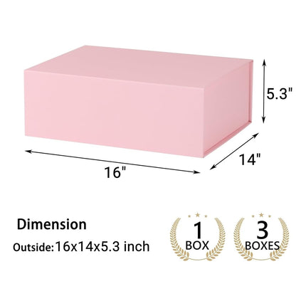 MUMUPACK Pink Gift Box,16x14x5.3 Large Gift Boxes With Lids For Presents Includes Ribbon And Diy Printable Sticker Paper,Bridesmaid Proposal Box,Magnetic Gift Box For Birthday,Wedding,Graduation