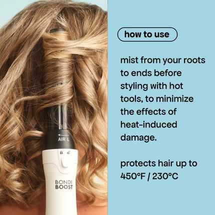 BondiBoost Heat Protectant Spray 4.23 fl oz - Thermal Hair Protection from Heat Styling - Light Weight Formula - Sulfate + Paraben Free, for Women + Men - Vegan/Cruelty-Free - Australian Made