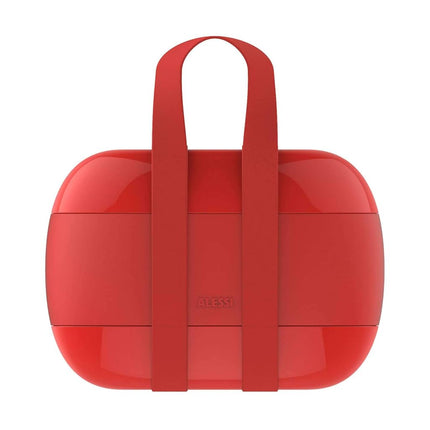 Alessi Food à Porter SA02 G – Three-Piece Lunch Box, Thermoplastic, Red, 10 cm