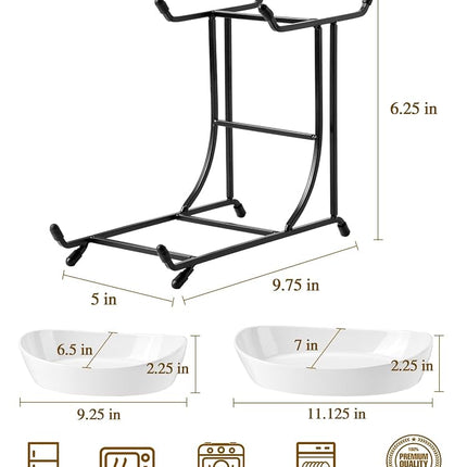Yedio 2 Tier Ceramic Fruit Bowl for Kitchen Counter with Black Metal Stand
