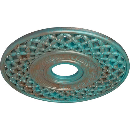 Ekena Millwork CM22RBCGS Robin Ceiling Medallion, Hand-Painted Copper Green Patina, 22 1/4" OD x 4 3/4" ID x 1 1/4" P (Fits Canopies up to 6 1/4")