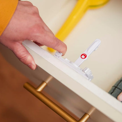 Safety 1st - Secure-to-Explore Adhesive Cabinet Locks Baby Proofing, Child Locks for Cabinets and Drawers (12 Locks), White