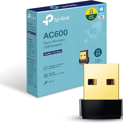 RIIMUHIR TP-Link Nano AC600 USB WiFi Adapter (Archer T2U Nano)- 2.4G/5G Dual Band Wireless Network Adapter for PC Desktop, Mini Travel Size, Supports Windows 10, 8.1, 8, 7, XP/Mac OS X 10.9-10.14