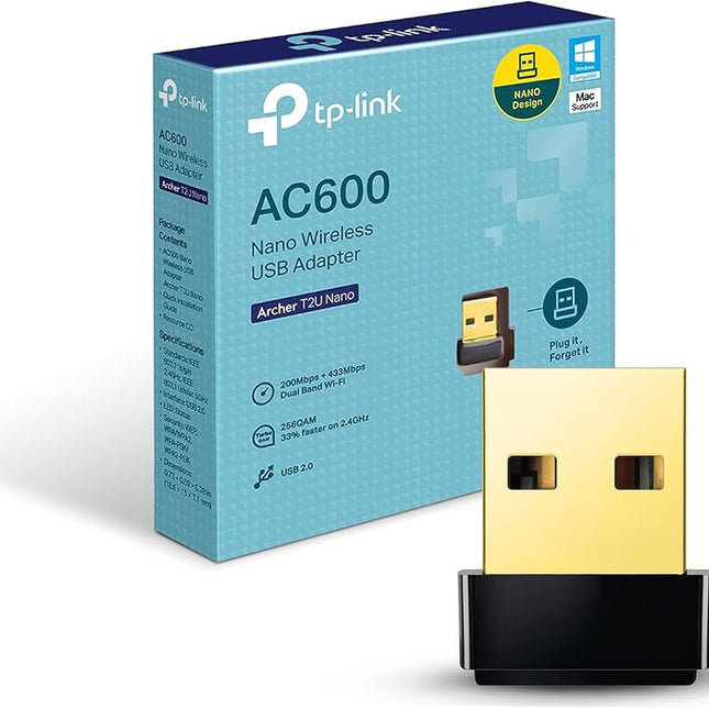 RIIMUHIR TP-Link Nano AC600 USB WiFi Adapter (Archer T2U Nano)- 2.4G/5G Dual Band Wireless Network Adapter for PC Desktop, Mini Travel Size, Supports Windows 10, 8.1, 8, 7, XP/Mac OS X 10.9-10.14