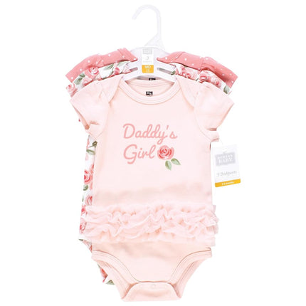 Hudson Baby Unisex Baby Cotton Bodysuits, Coral Floral Daddys Girl, 18-24 Months
