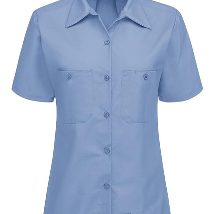 Red Kap WomensWomen's Short Sleeve Work Shirt with Mimix™ Short Sleeve Button Down Shirt - Blue - XX-Large