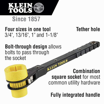 Ratcheting Linemans Wrench, Length 13 in.