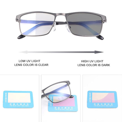 Blue Light Blocking Glasses Photochromic Sunglasses Retro UV400 Protection Spring Hinge Computer Eyewear for Men Women Vintage Anti Glare Eyeglasses Full Frame Anti Eyestrain Gaming TV Spectacles